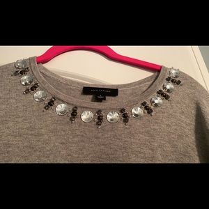 Ann Taylor Grey Jeweled Sweater